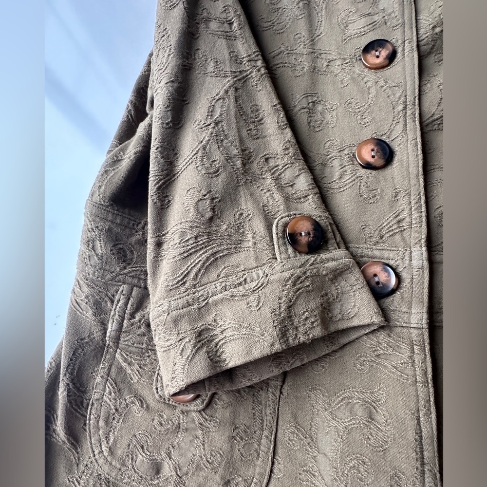 NWT Civility Olive Brown Embroidered Look Lightweight 3/4 Jacket Women’s 12P - Picture 9 of 9
